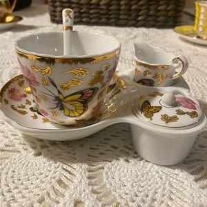 🦋 Vintage Auratic Porcelain Butterflies Tea Set🎄Christmas is coming!